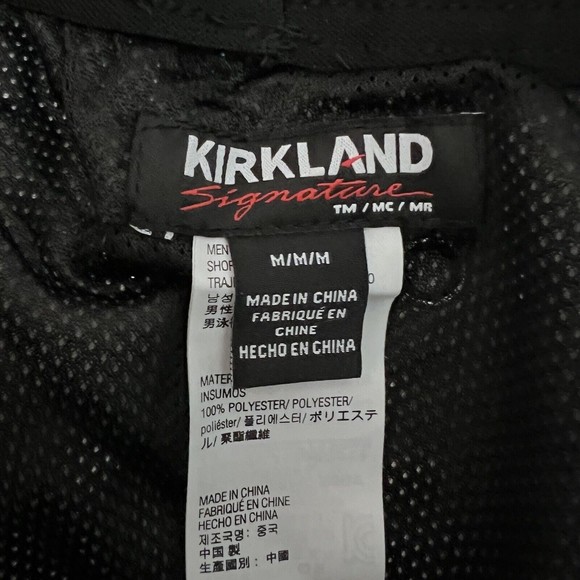 NWT Kirkland Signature Men's Medium Swim Shorts Black Gray Blue Print - Picture 3 of 16